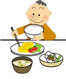 イラスト：ご飯を食べる男性